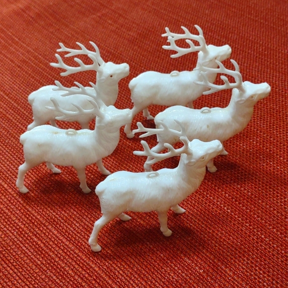 Vintage Celluloid Reindeer Set Christmas Ornaments - Picture 1 of 7